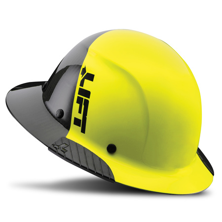 DAX HARD HATS Hard Hat Carbon Fiber Full Brim 50-50 (Yellow/Black) HDF50C-19HC